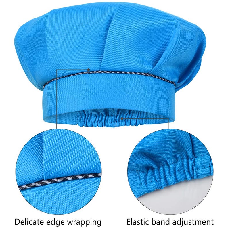 SUNLAND Kids Apron And Hat Set Children Chef Apron For Cooking Baking Painting (Blue, M) - Image 2